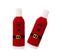 Wegiwuca 2Pcs Holiday Theme Striped Knitted Wine Bottle Dressings Champagnes Covers for Christmas Cheer Christmas Wine Covers