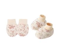 Wegiwuca Cotton Newborns Gloves and Socks Set for Neutral Gender Protecting Tender Skin From Scratches Home Daily Use Newborns Gloves