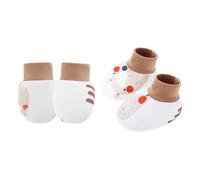 Wegiwuca Cotton Newborns Gloves and Socks Set for Neutral Gender Protecting Tender Skin From Scratches Home Daily Use Newborns Gloves