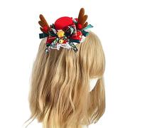 Wegiwuca Elegant Christmas Lolitas Hair Clip Festive Hat With Deer Horns Pretty Handmade Accessories Handmade With Festive Decorations Sweet Accessory HandcraftedHat