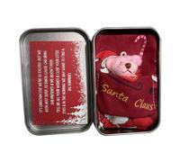 Wegiwuca Festive Christmas Pocket Bear Hug Plush Toy In A Tin Box Stuffed Animal With Greeting Cards Children Gift Stuffed Animal Doll