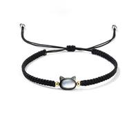 [Wegiwuca] Natural Moonstone Unique Design Charm Bangle Hand Woven Wrist Link Chain Party Accessory Weave, フリーサイズ