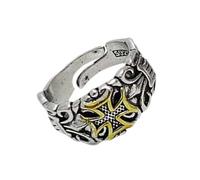 [Wegiwuca] Poseidon Trident Inspired Open Band Ring Adjustable Fit Men Vintage Style Alloy Jewelry Adjustable Ocean King Ring