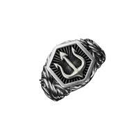 [Wegiwuca] Poseidon Trident Inspired Open Band Ring Adjustable Fit Men Vintage Style Alloy Jewelry Adjustable Ocean King Ring
