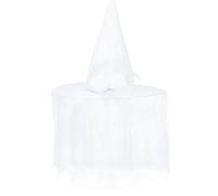 Wegiwuca Scary Rose Witch Hat For Ghosted Bride Cosplay Halloween Flower Theme Parties Dark White Witch Hat With Veil Rose Halloween Bride