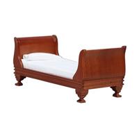Wegiwuca Victorian Styles Miniature Single Bed 1/12 Scale Scene Display Furniture For Dollhouses Bedroom With Realistic Detailed Wood Miniature Bed