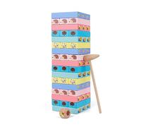 Wegiwuca Wooden Stacking Tower Toy Hand Ability Training Block Tumbling Towel Parent-Child Interaction Table Game Kids Gift Balance Block for Party