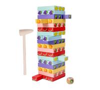 Wegiwuca Wooden Stacking Tower Toy Hand Ability Training Block Tumbling Towel Parent-Child Interaction Table Game Kids Gift Balance Block for Party