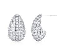 WEGOLIMME Chunky Teardrop Sterling Silver Hoop Earrings Studs Tear Drop Earrings for Women Fashion Ladies Jewellery Birthday Gifts for Her Mum Girlfriend Wife Wedding Anniversary Christmas Valentines
