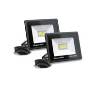 Wegoodlife 2 Pack 10W LED Floodlight Outdoor, Super Bright 730LM Security Lights, 3000K Warm White Wall Light, IP66 Waterproof, Adjustable 180° Bracket, Security Lighting for Garden, Garage, Yard
