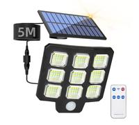 Wegoodlife Solar Lights Outdoor, 108 LED Solar Security Lights with Remote Control, 3 Modes Motion Sensor LED Floodlights, IP65 Waterproof Outside Wall Light with 5m Cable for Yard Shed Garage Garden