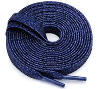 WEGOODZF Flat Glitter Shoe Laces: Metallic Sparkle Shoelaces for Sneakers -2Pair, 42 Dark Blue, 39 inch (100CM)
