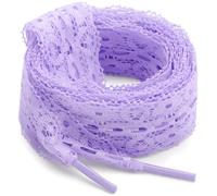 WEGOODZF Flat Lace Fancy Shoelaces: 3CM Wide Lace Shoe Laces for Women - 2 Pairs, 07 Light Purple, 71inch (180CM)