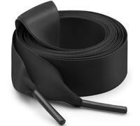 WEGOODZF Flat Satin Ribbon Shoelaces: 2 Pairs of 2CM Wide 60CM Long Black Silk Shoe Laces for Trainers Pumps Sneakers