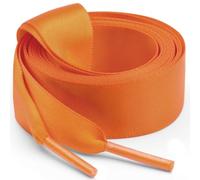 WEGOODZF Flat Satin Ribbon Shoelaces: 2 Pairs of 2CM Wide 60CM Long Orange Silk Shoe Laces for Trainers Pumps Sneakers