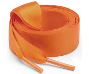 WEGOODZF Flat Satin Ribbon Shoelaces: 2 Pairs of 2CM Wide 60CM Long Orange Silk Shoe Laces for Trainers Pumps Sneakers