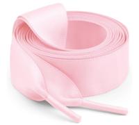 WEGOODZF Flat Satin Ribbon Shoelaces: 2 Pairs of 2CM Wide 60CM Long Pink Silk Shoe Laces for Trainers Pumps Sneakers