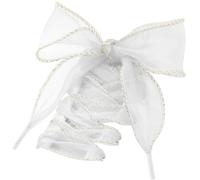 WEGOODZF Flat Sheer Shoe Laces: 2 Pairs 4CM Wide Fashion Snow Yarn Shoelaces, 23 White - Gold Edge, 63Inch (160CM)