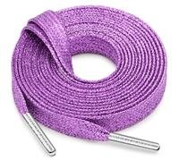 WEGOODZF Flat Shiny Metallic Shoelaces: 2 Pairs Glitter Shoe Laces for Sneakers, 01 Light Purple + Silvery Metal Tips, 47 inch (120CM)