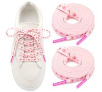 WEGOODZF Pattern Print Shoe Laces: 2 Pairs 8MM Wide Flat Colorful ShoeLaces, 34 Pink Cherry Blossom & Rose, 47 Inch (120cm)