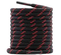 WEGOODZF Round Walking Boot Laces: 4.5MM Thick 180cm Long Black Red Dots Heavy Duty Shoelaces for Outdoor Hiking Shoes Work Boots 2 Pairs Non Slip Safety Bootlaces for Men Women