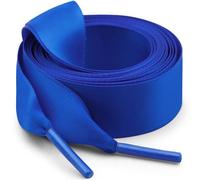 WEGOODZF Satin Ribbon Shoe Laces: 2CM Wide 110cm Long Colorful Blue Flat Silk Shoelaces for Women Girls 2 Pairs Replacement Shoelace for Trainers Boots Sneakers
