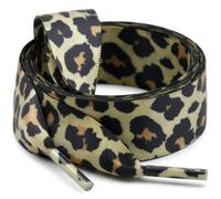 WEGOODZF Satin Ribbon Shoe Laces: 2CM Wide 140cm Long Beige Black Brown Leopard Pattern Flat Silk Shoelaces for Women Girls 2 Pairs Replacement Shoelace for Trainers Boots Sneakers