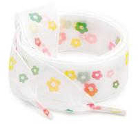 WEGOODZF Snow Yarn Shoe Laces: 2 Pairs 2.5CM Wide 39 inch Four-color Flowers Fashion Flat Sheer Shoelaces for Trainers