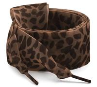 WEGOODZF Snow Yarn Shoe Laces: 2 Pairs 4CM Wide 63 inch Brown Leopard Fashion Flat Sheer Shoelaces for Trainers