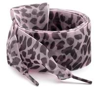 WEGOODZF Snow Yarn Shoe Laces: 2 Pairs 4CM Wide 63 inch Pink Leopard Fashion Flat Sheer Shoelaces for Trainers