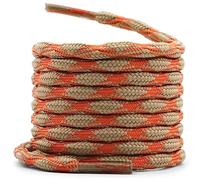 WEGOODZF Strong Work Boot Laces: 2 Pairs 130CM Long Grey & Orange Round Wave Shape Heavy Duty Non Slip Bootlaces for Walking Hiking Shoes
