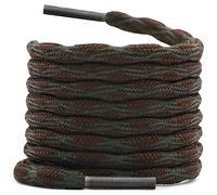 WEGOODZF Strong Work Boot Laces: 2 Pairs 180CM Long Dark Green & Coffee Round Wave Shape Heavy Duty Non Slip Bootlaces for Walking Hiking Shoes