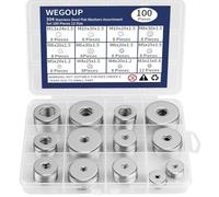Wegoup 304 Stainless Steel Flat Washers, Assorted Sizes M3-M12, 100 Pieces, Heavy-Duty, Vibration Dampening, Organized Storage Box