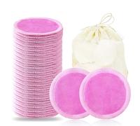 wegreeco 40 Pack Reusable Makeup Remover Pads, Washable Reusable Cotton Rounds Pads for Face, Makeup Remover Cloths for All Skin - (Rose Pink)