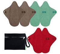 wegreeco 6 Pc Reusable Menstrual Pads, Ultra Thin Pantiliners for Thongs, Cloth Pads, Panty Liners for Teens, Women, Nonslip Thong Pantiliners + 1 Pc Wet Bag (Aqua, Burgundy, Coffee, XS)