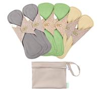 wegreeco 6 Pcs Reusable Menstrual Pads, Ultra Absorbent Cloth Pads for Heavy Flow, Sanitary for Teens, Women, Nonslip, Inner Mustard Yellow, Grey, Beige, Rose Gold Outer, S