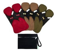 wegreeco 6 Pcs Reusable Menstrual Pads, Ultra Absorbent Cloth Pads for Heavy Flow, Sanitary for Teens, Women, Nonslip Panty Liners + Bag (Aqua, Burgundy, Coffee, S)