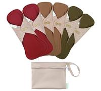 wegreeco 6 Pcs Reusable Menstrual Pads, Ultra Absorbent Cloth Pads for Heavy Flow, Sanitary for Teens, Women, Nonslip, Inner Aqua, Burgundy, Coffee, Rose Gold Outer, S