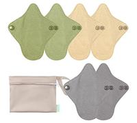 wegreeco 6 Pcs Reusable Menstrual Pads, Ultra Absorbent Cloth Pads for Heavy Flow, Sanitary for Teens, Women, Nonsli, Inner Mustard Yellow, Grey, Beige, Rose Gold Outer, XS