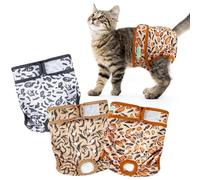 Wegreeco Cat Diapers, Cat Diapers for Male Female Spraying Incontinence, Reusable Adjustable Highly Absorbent (3 Pack, Large)
