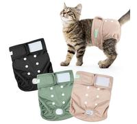 Wegreeco Cat Diapers, Cat Diapers for Male Female Spraying Incontinence, Reusable Adjustable Highly Absorbent (3 Pack, Large)