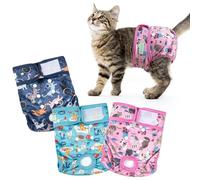 Wegreeco Cat Diapers, Cat Diapers for Male Female Spraying Incontinence, Reusable Adjustable Highly Absorbent (3 Pack, Large)