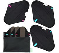 wegreeco Charcoal Reusable Menstrual Pads - Reusable Sanitary Pads | Reusable Panty Liners | Soft Cloth Menstrual Pad- 6 Pack with 1 Cloth Mini Wet Bag (Small, Black)