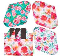 Wegreeco Cloth Menstrual Pads - Soft Washable Pads for Women - Reusable Panty Liners for Women - 6 Pack with 1 Cloth Mini Wet Bag (Small, Peonyony)