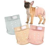 wegreeco Frenchie Dog Diapers Female No Tail Hole,Washable Pet French Puppy Bulldog Diapers Female for Period Heat,Reusable Doggy Doggie Dog Diapers （Morandi Small）