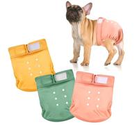 wegreeco Frenchie Dog Diapers Female No Tail Hole,Washable Pet French Puppy Bulldog Diapers Female for Period Heat,Reusable Doggy Doggie Dog Diapers （Morandi-HLF Large）