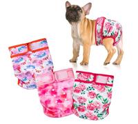 wegreeco Frenchie Dog Diapers Female No Tail Hole,Washable Pet French Puppy Bulldog Diapers Female for Period Heat,Reusable Doggy Doggie Dog Diapers （Ocean of Flowers X-Large）