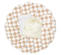 wegreeco Nursing Breast Pads (14 Pack) + Laundry Bag & Travel Storage Bag, 4.7 inch Option - Washable & Reusable Breastfeeding Nursing Pads (Light Coffee Checkerboard, Large, Plain Shape)