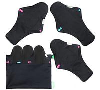 wegreeco Reusable Menstrual Pads - Reusable Sanitary Pads | Reusable Panty Liners | Soft Cloth Menstrual Pads - 6 Pack with 1 Cloth Mini Wet Bag (X-Large, Black)