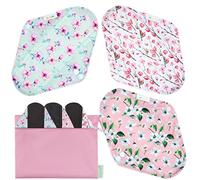 Wegreeco Reusable Menstrual Pads - Soft Cloth Sanitary Pads & Panty Liners - 6 Pack with 1 Cloth Mini Wet Bag (L, Cherry Blossoms)
